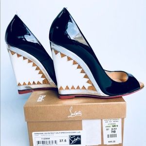 Christian Louboutin Miramar patent cork wedge pump